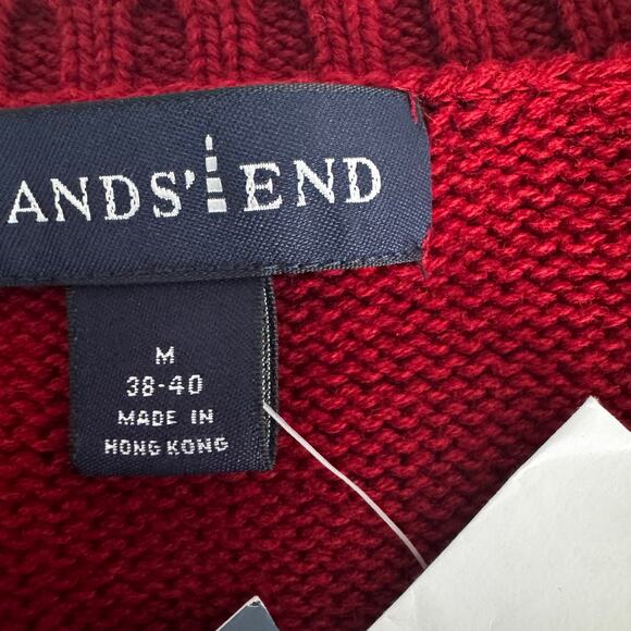 VINTAGE Red NEW Lands End Sweater Vest Mens  100% Cotton Medium - Picture 4 of 7